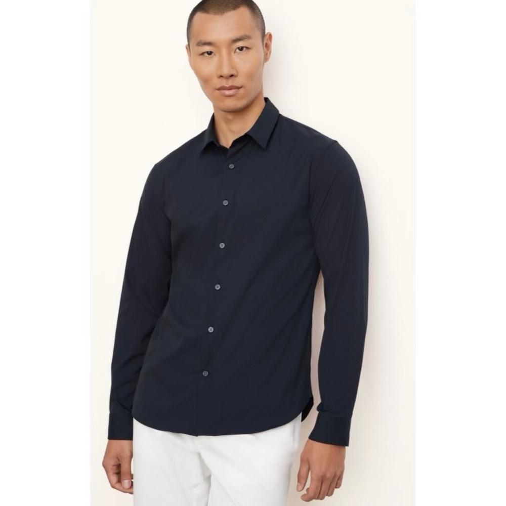 Vince Dark Blue Cotton Button Up